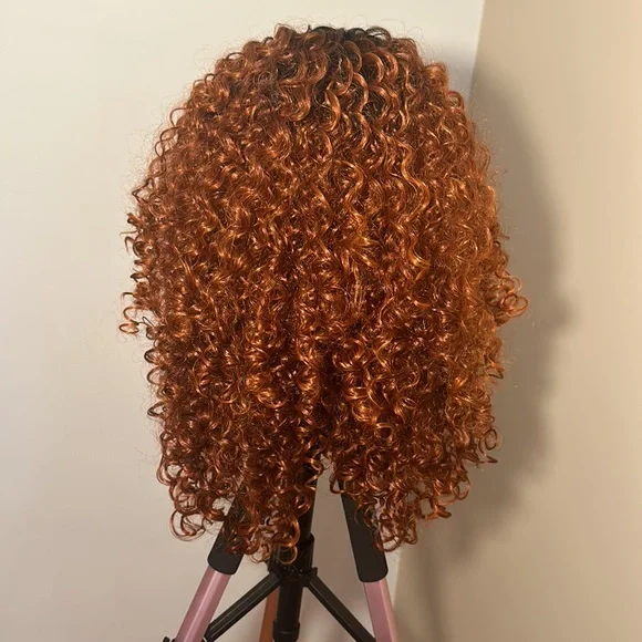 Burgundy long curly wig